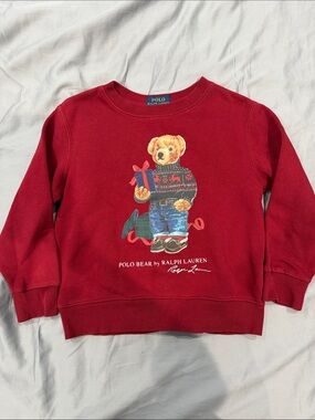 Polo by Ralph Lauren Dark Red Polo Bear Crew Sweatshirt kids size 4